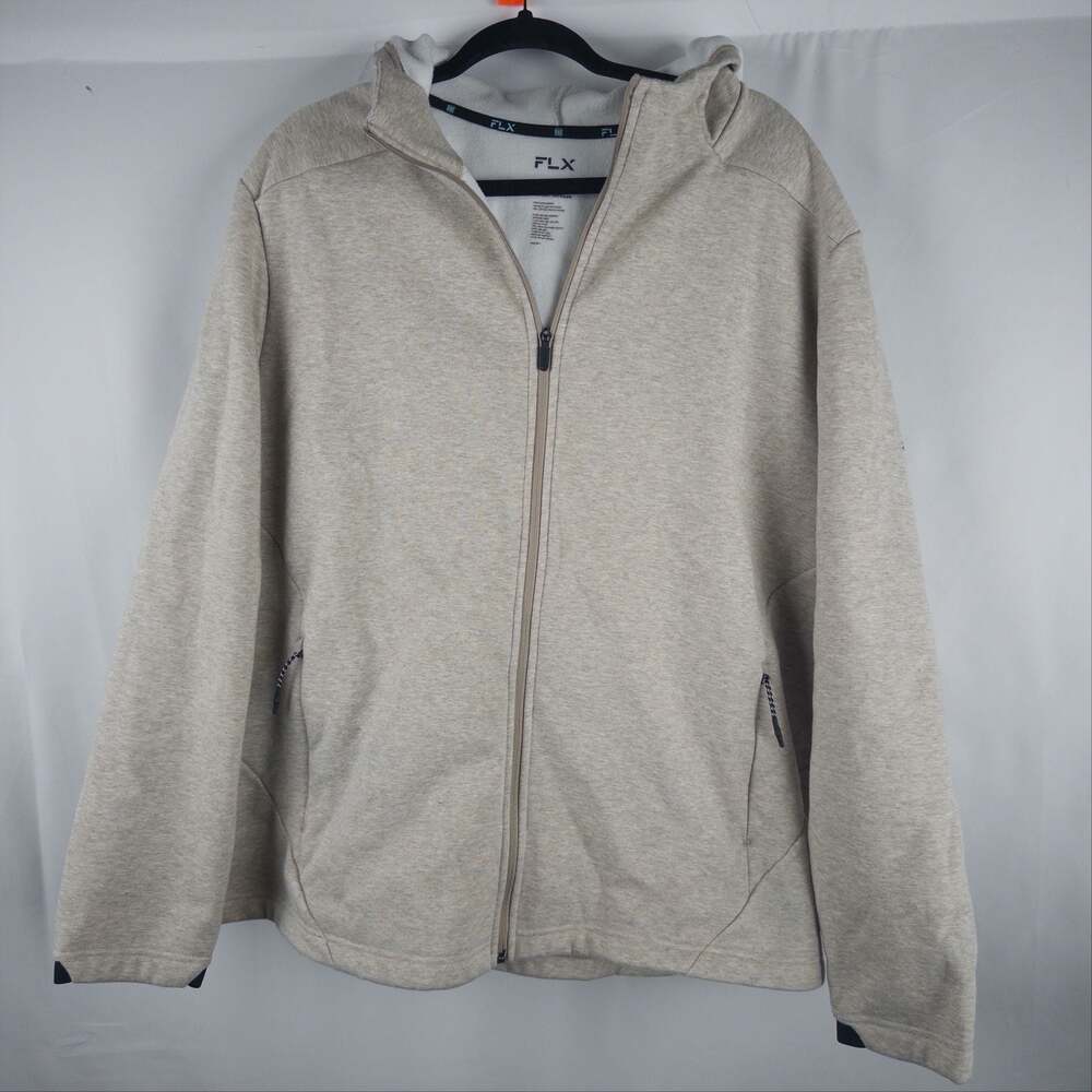 FLX Active Outdoor Men's Full Zip Hoodie Sweatshirt XX-Large Beige